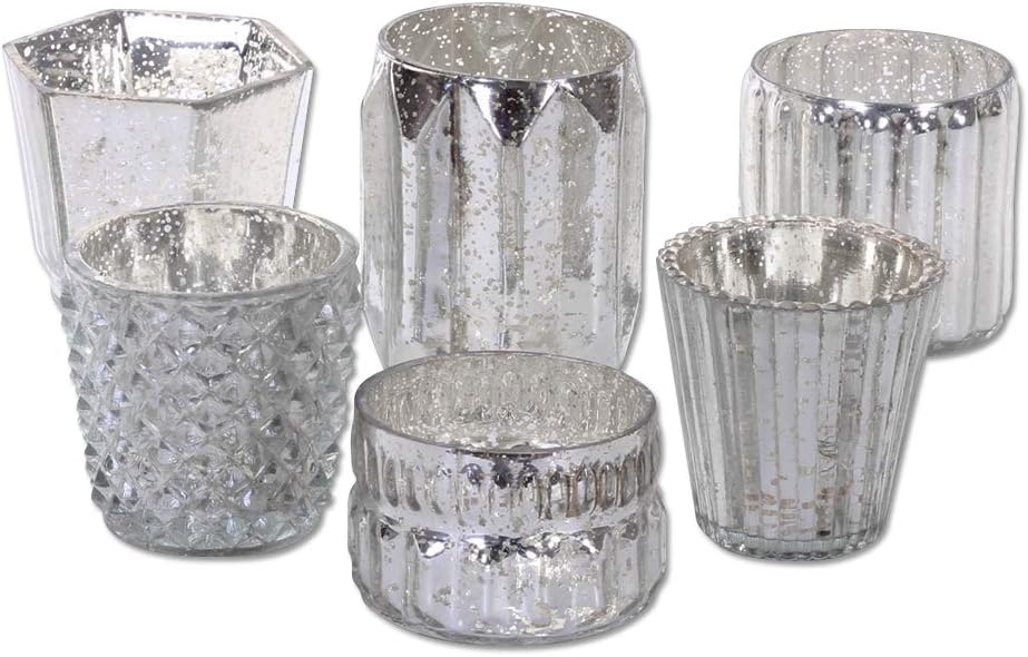 Koyal Wholesale Silver Mixed Mercury Glass Candle Holders