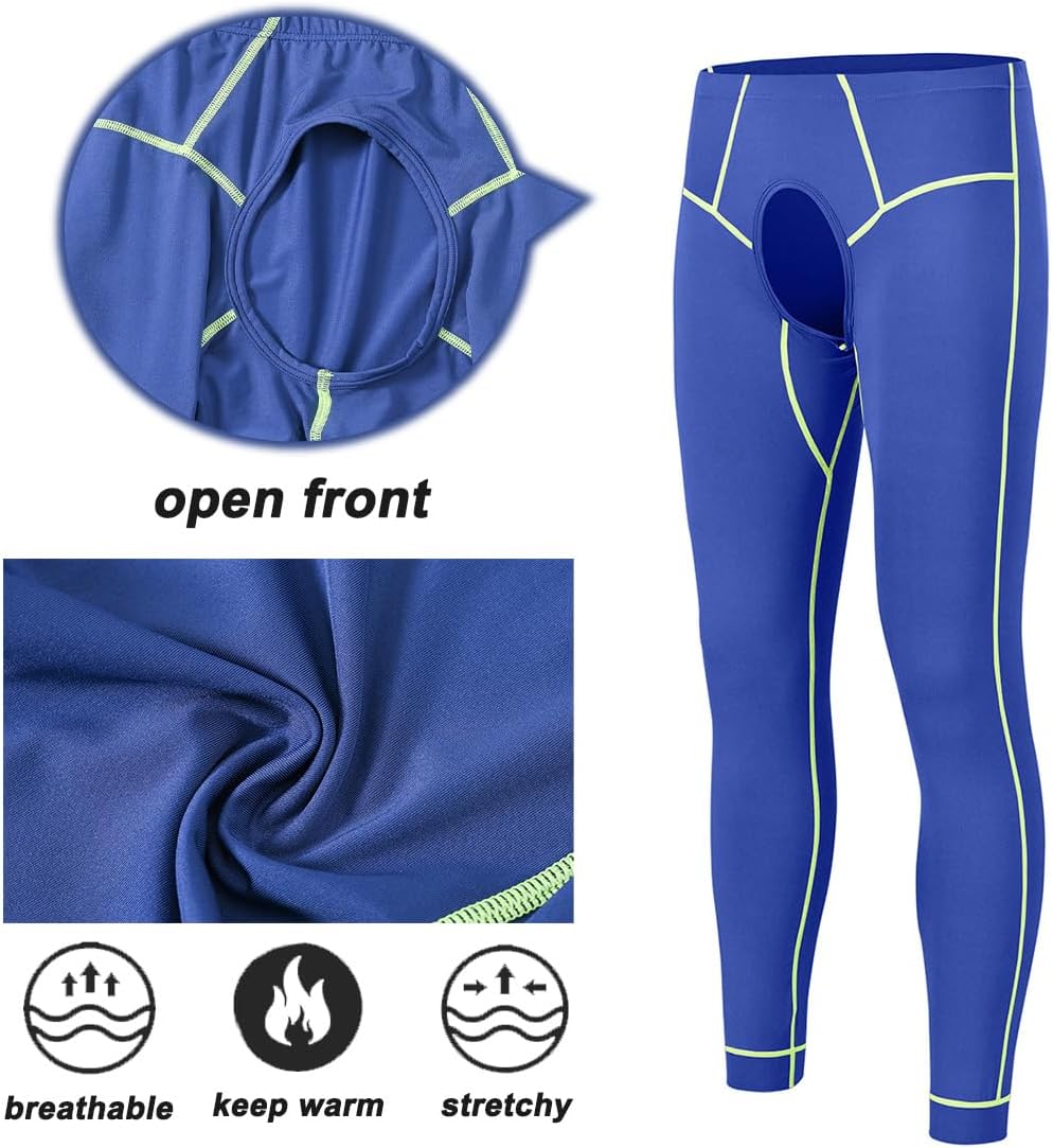 JINSHI Men Thermal Underwear Bottoms Open Front Male Tights Long Johns Compression Pants Base Layer Cold Weather - Image 5