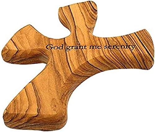 Madera de olivo Cruz y oración Cruz hecha de mano para adaptarse perfectamente en tu mano