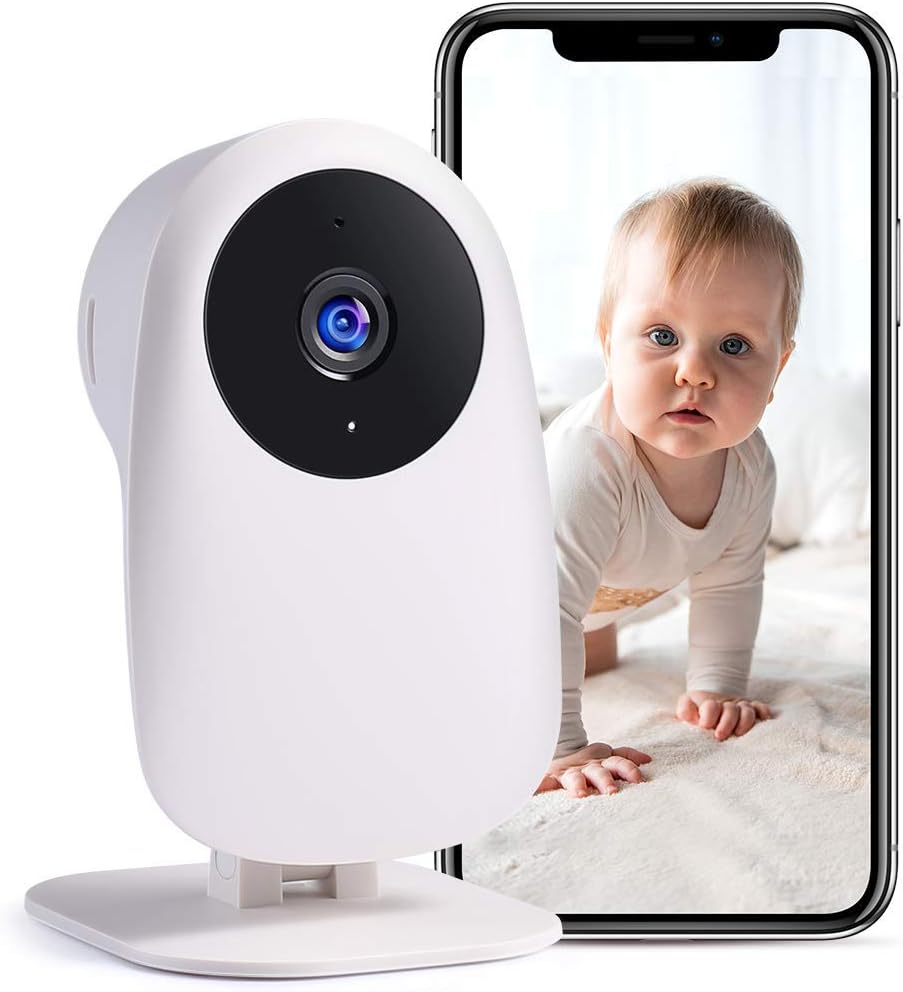 Nooie Smart Baby Monitor Pet WiFi Camera 1080P with Night Vision Motion & Sound Detection 2.4Ghz Remote Control Camera for Indoor Baby Nanny and Pet Monitor, Compatible with Alexa