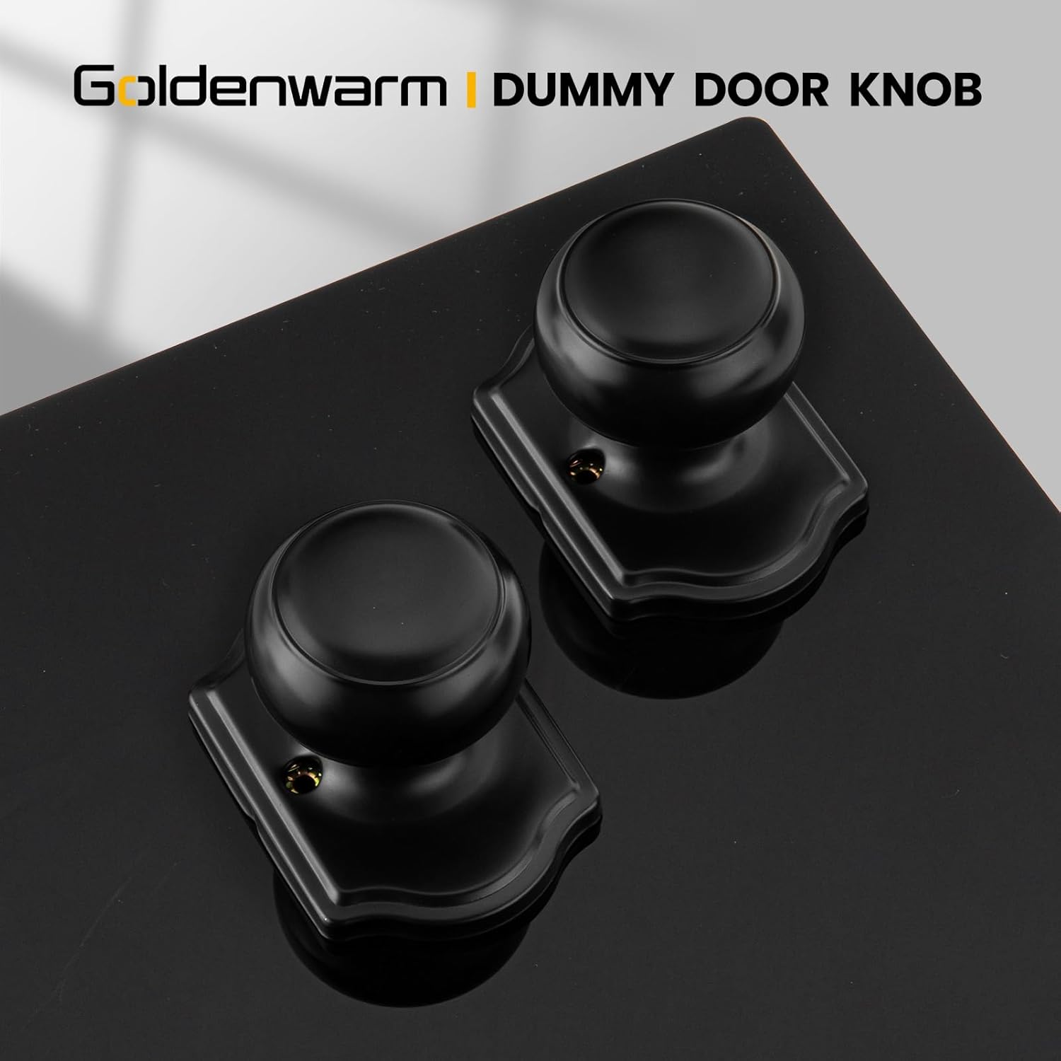 Goldenwarm No-Turning Function Matte Black Dummy Door Knobs, Single Side Door Handles Pull Function for Closet, French Double Doors 6 Pieces