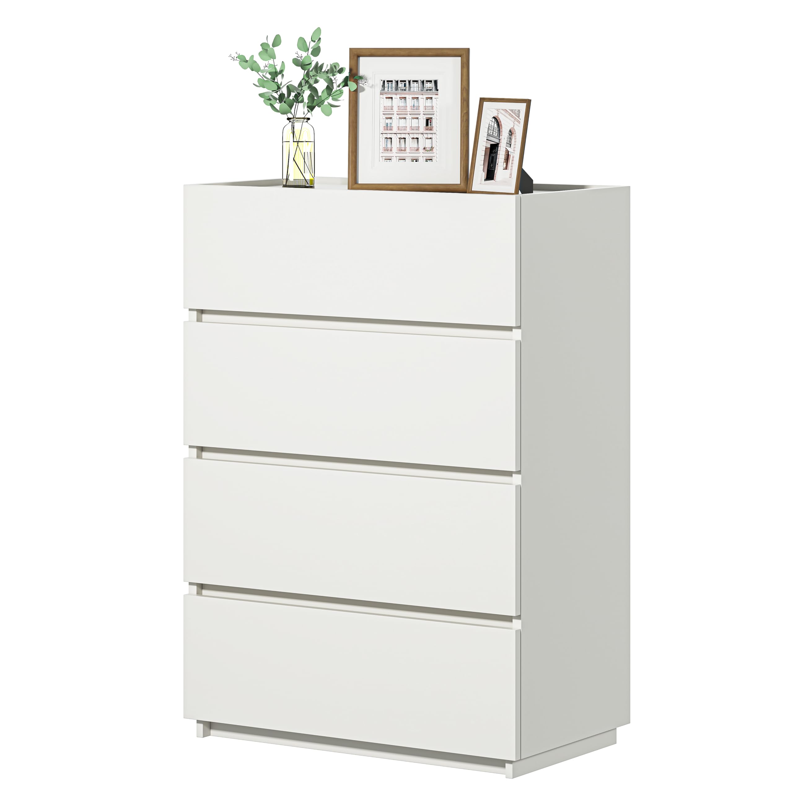 furtble 4 Drawer Dresser, Wooden Small Dresser for Bedroom, Modern Closet Drawers Storage Cabinet for Entryway, Small Chest of Drawers for Hallway, Office, 23.6''W, White