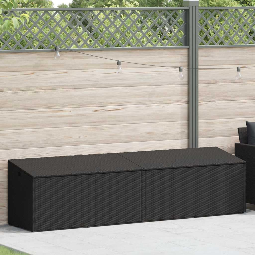 Boîte de rangement de jardin étanche 220 cm en rotin noir extérieur