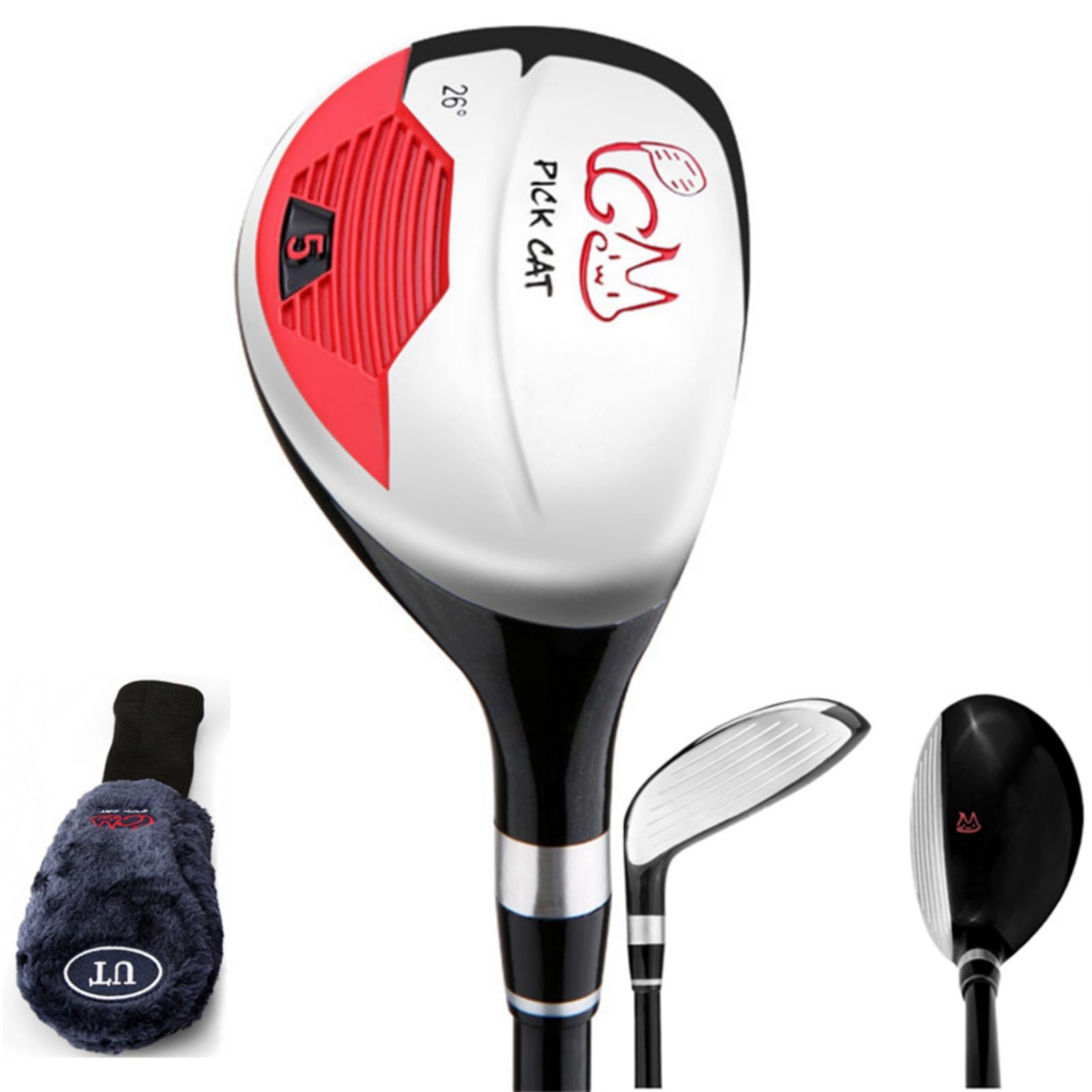 Golf Club Wood #1 Golf Driver/Golf Hybrid for Right Handed 3-12 Year Beginner Kids Boys Girls with Carbon Shaft and Headcover (Black,Hybrid,Age 3-5)