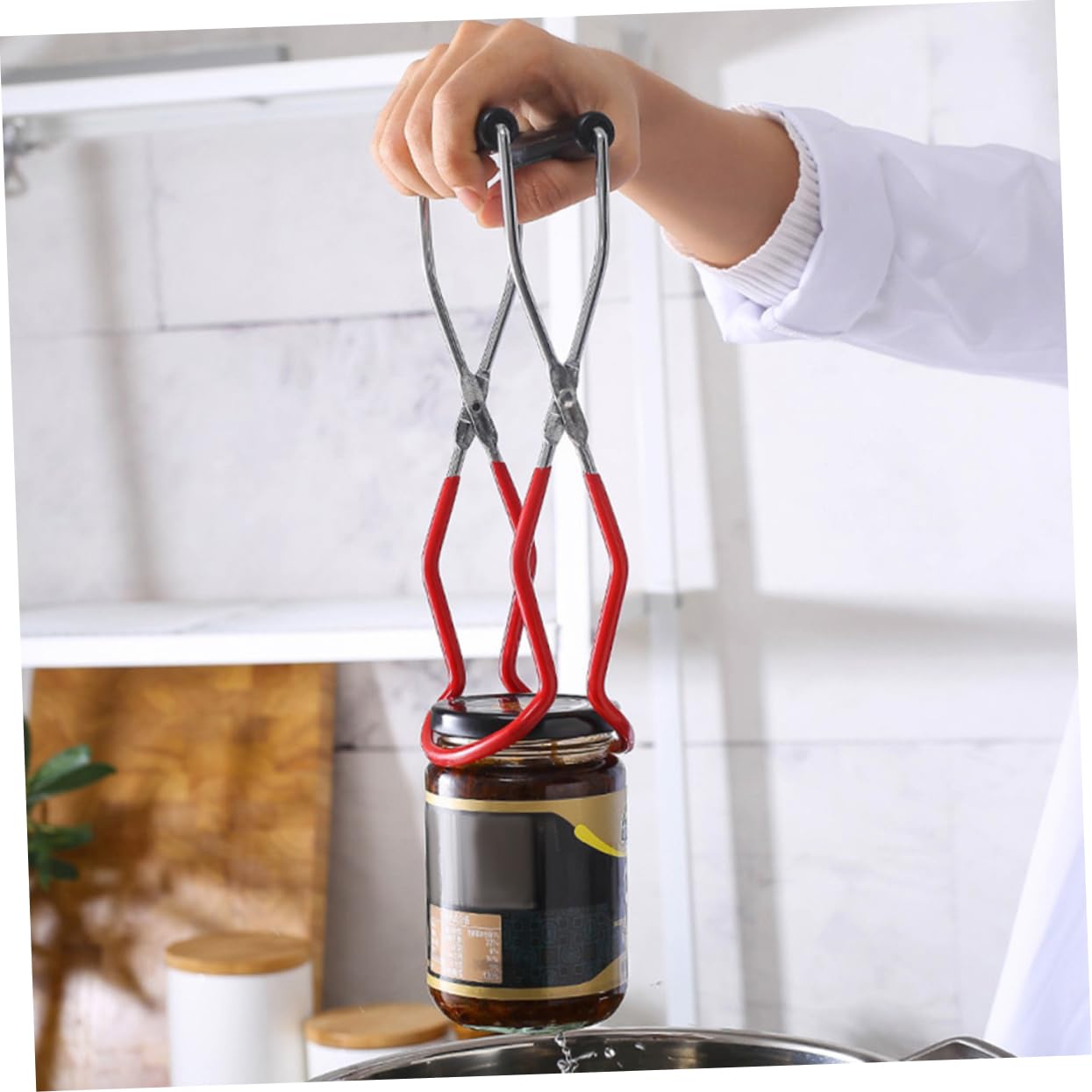 IMIKEYA 3 Ensembles Pince Cuisine Accessoires Accessoire Cuisine Pinces Cuisine Pince De Levage De Pot De Conserve Élévateur Anti-brûlure pour Bols Chauds Rouge 2 Pièces * 3