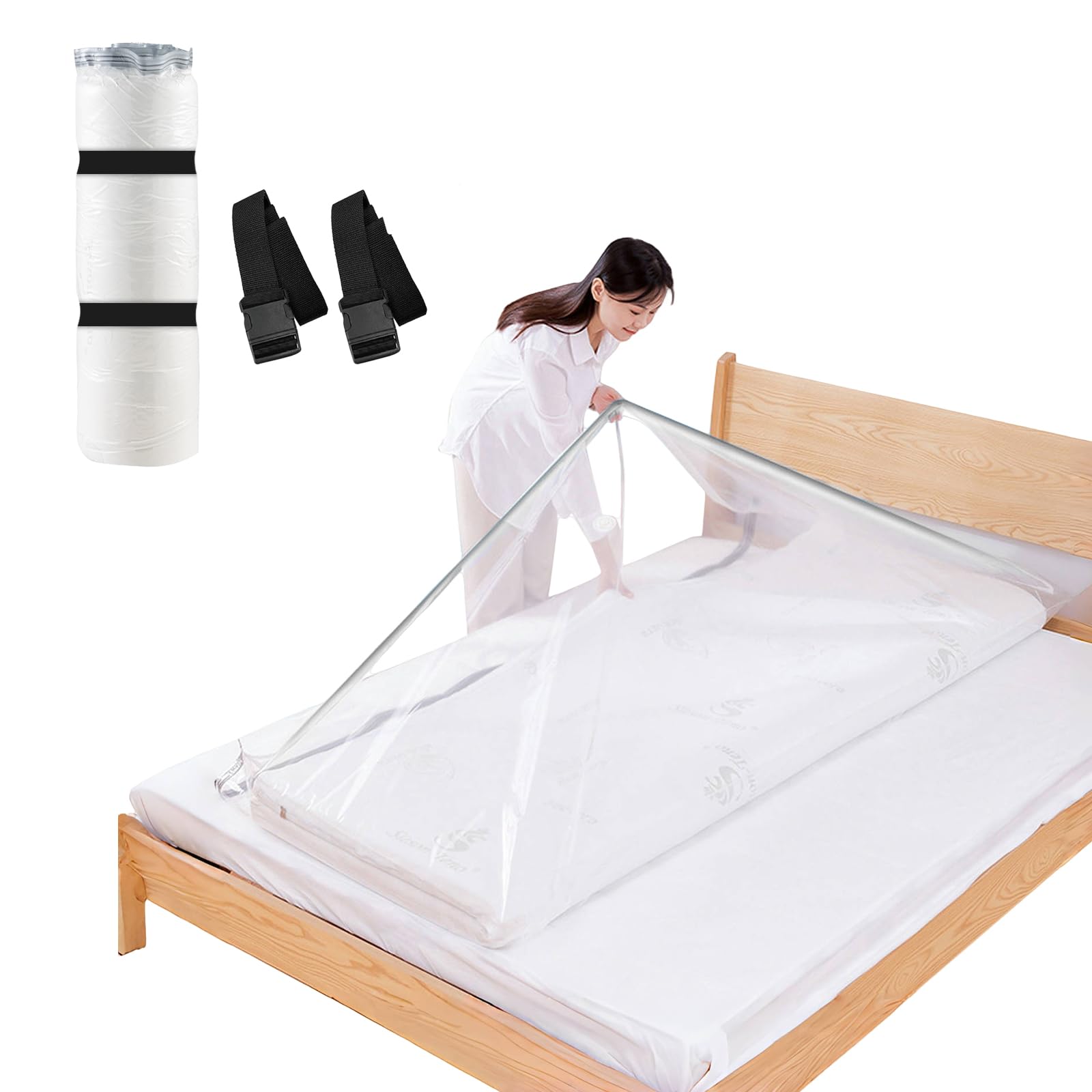 Large Vacuum Storage Bags for Mattress Duvets, 2 Pack Mattress Vacuum Storage Bags Cover for Moving House - Single Mattress Plastic Protector, No Vacuum Pump Required