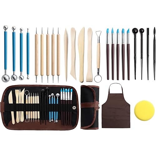 Clay Tools Kit,26 PCS Clay Sculpting Tool Ceramic Tools for DIY Handcraft Modeling, Pottery Craft, Baking, Carving, Drawing, Dotting, Molding, Modeling, Shaping