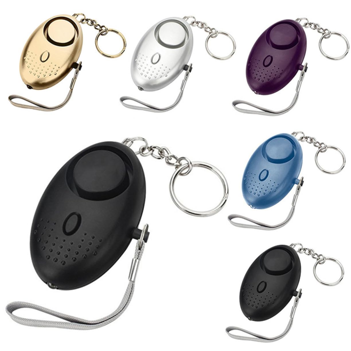 jojofuny 6piezas Alarma Personal De Seguridad con Linterna Led para Mujeres Niño Niña y Ancianos Defensa De Emergencia Plata