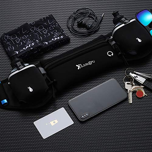 Ajcoflt Bolsa de cintura Cinto de corrida com garrafas de água Bolsa de telefone à prova d'água par