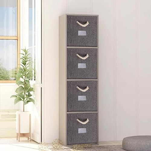 Miniatura 4 de Contenedores de almacenamiento de tela de color gris oscuro, juego de cestas de almacenamiento de 13 x 13 x 13 pulgadas con asa para organización