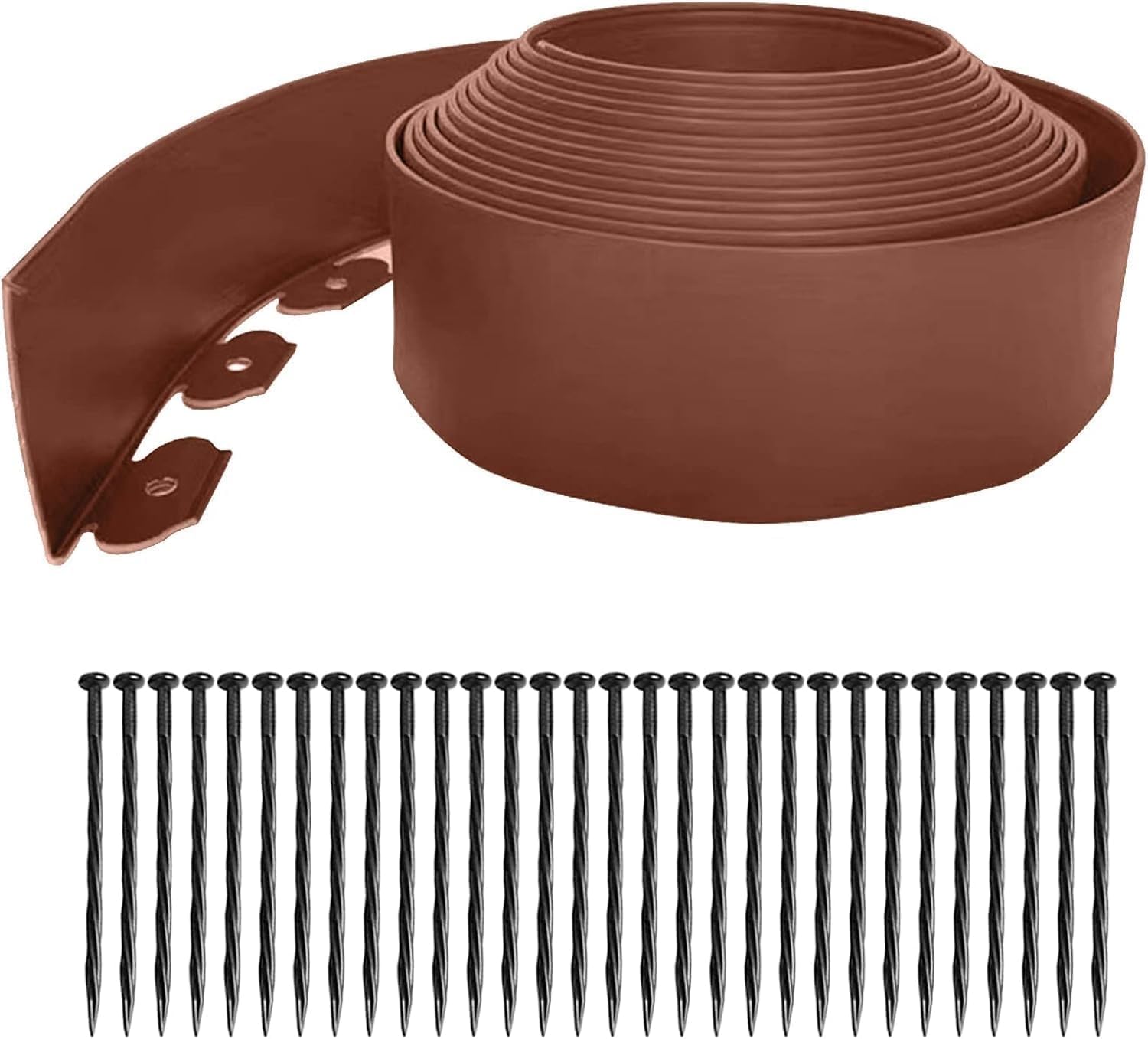 10M Plastic Lawn Edging,Garden Edging Border include 30 Spikes,【10CM Hight】Flexible Garden Edging Landscape Edging Kit for Flowerbeds Grass Garden Yard(Brown)