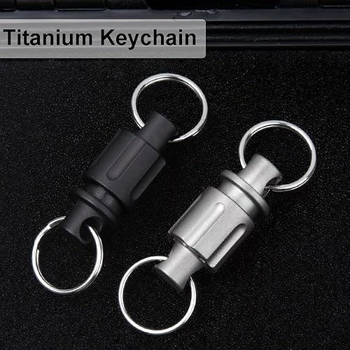 Miniatura 2 de Llavero de titanio de liberación rápida, llavero giratorio desmontable con 2 piezas de llavero, accesorio para llaves