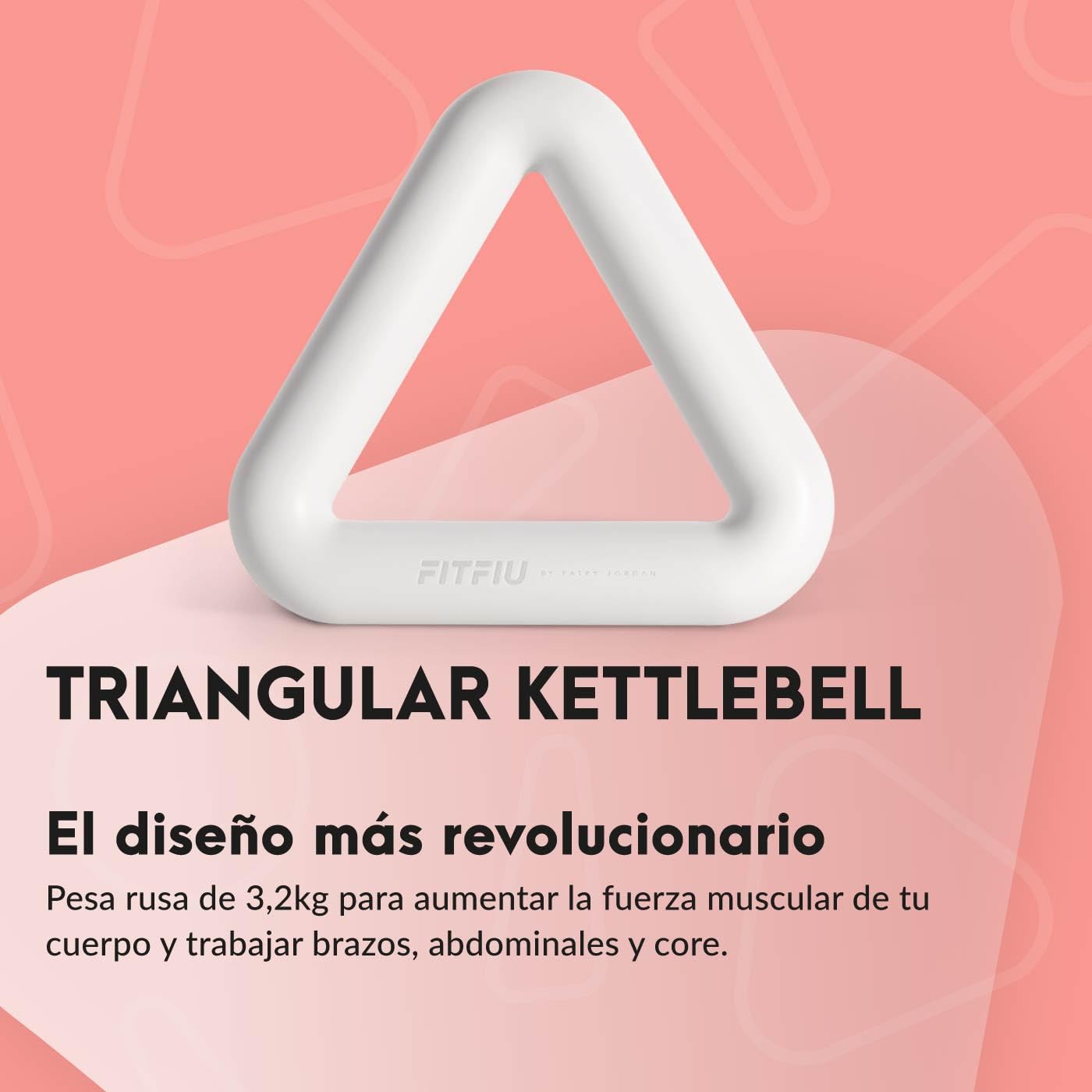 FITFIU Fitness - Pesa Rusa Kettlebell de 3,2kg con Agarre ergonómico, Triangular Kettlebell