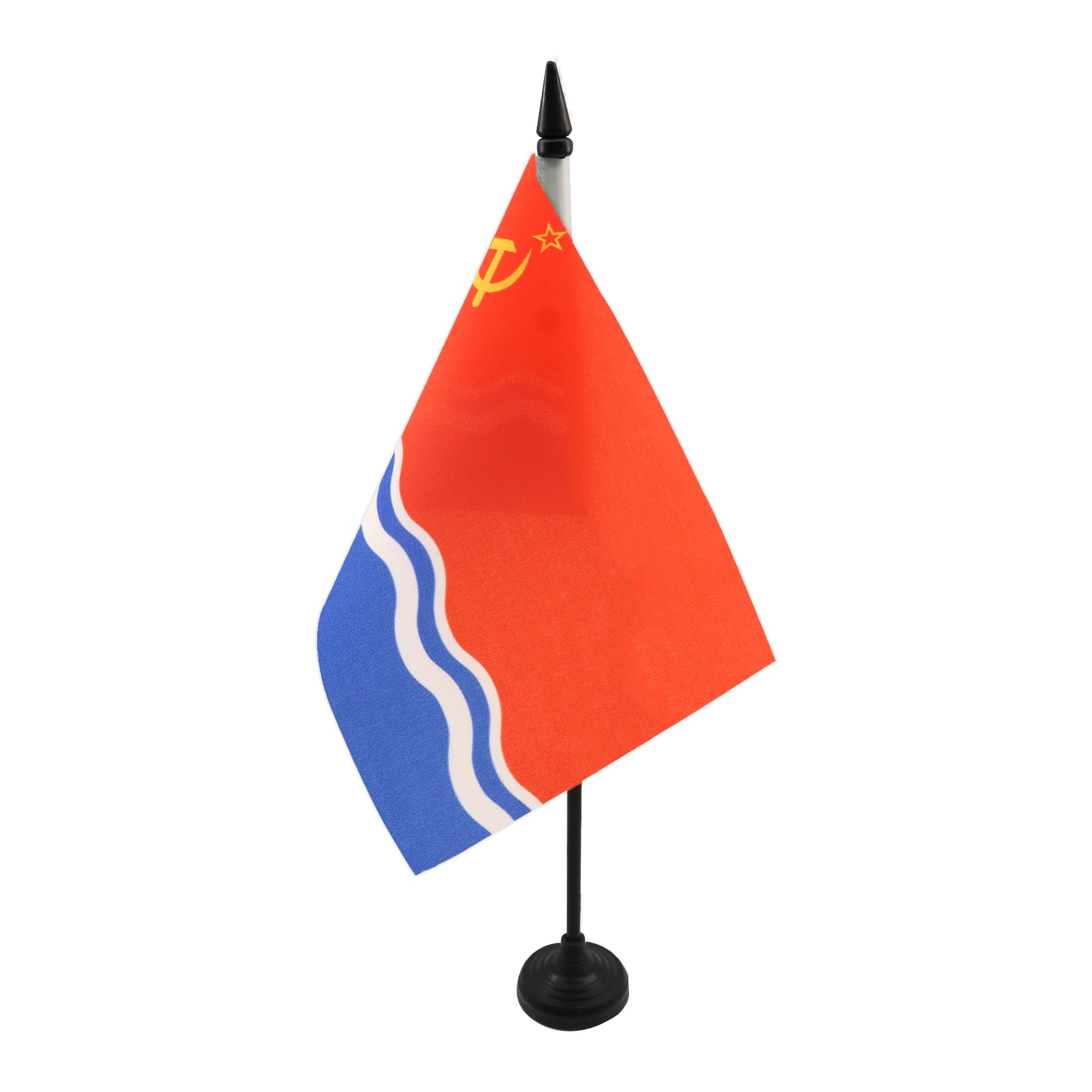 AZ FLAG Tischflagge Litauische SSR 1940-1990 – 21x14 Cm, Polyester, Mit Schwarzem Kunststofffuß & Stiel