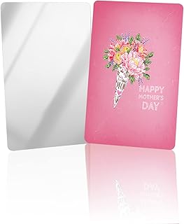 OComster Blooming Floral Mother Day Compact Mirror Bulk 4 Pack Card Mirror, Pink Gradient Watercolor Flower Small Compact Mirror for Purse, Rectangular Handheld Pocket Makeup Mirror