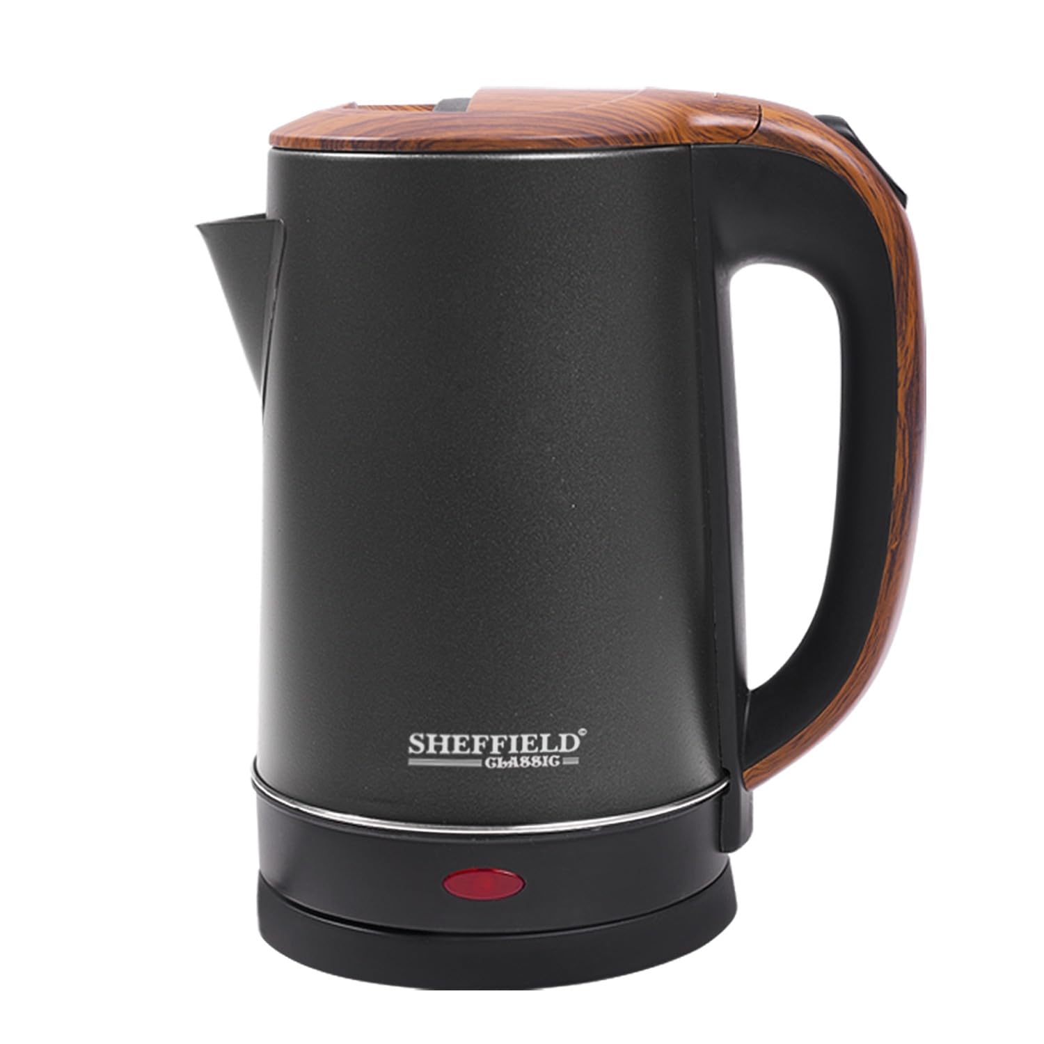 Sheffield Classic Electric Kettle 1.5L | 1350W Rapid Boil Stainless Steel Kettle with Auto Shut-Off & 360° Swivel Base | Matte Black Body with Wooden Handle | Perfect for Giting-image-43