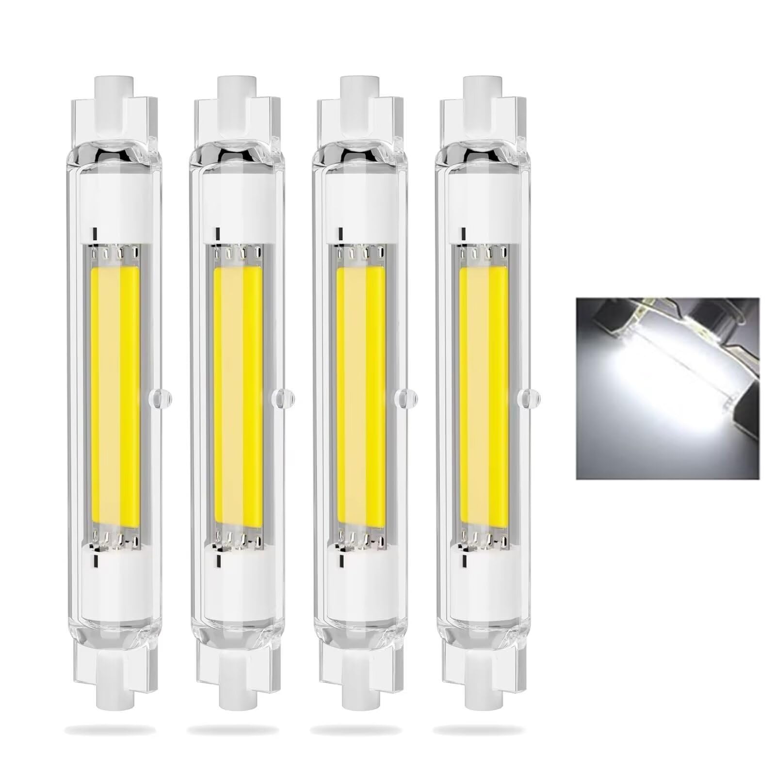 R7S LED 118mm Dimmbar 30W Kaltweiß 6000W, LED R7S 118mm 30W Glühbirne Ersetzt J118 200W 300W Halogenlampen, R7S LED 3000LM, Kein Flackern, 360°Abstrahlwinkel Stab, LED Leuchtmittel, 4er Pack
