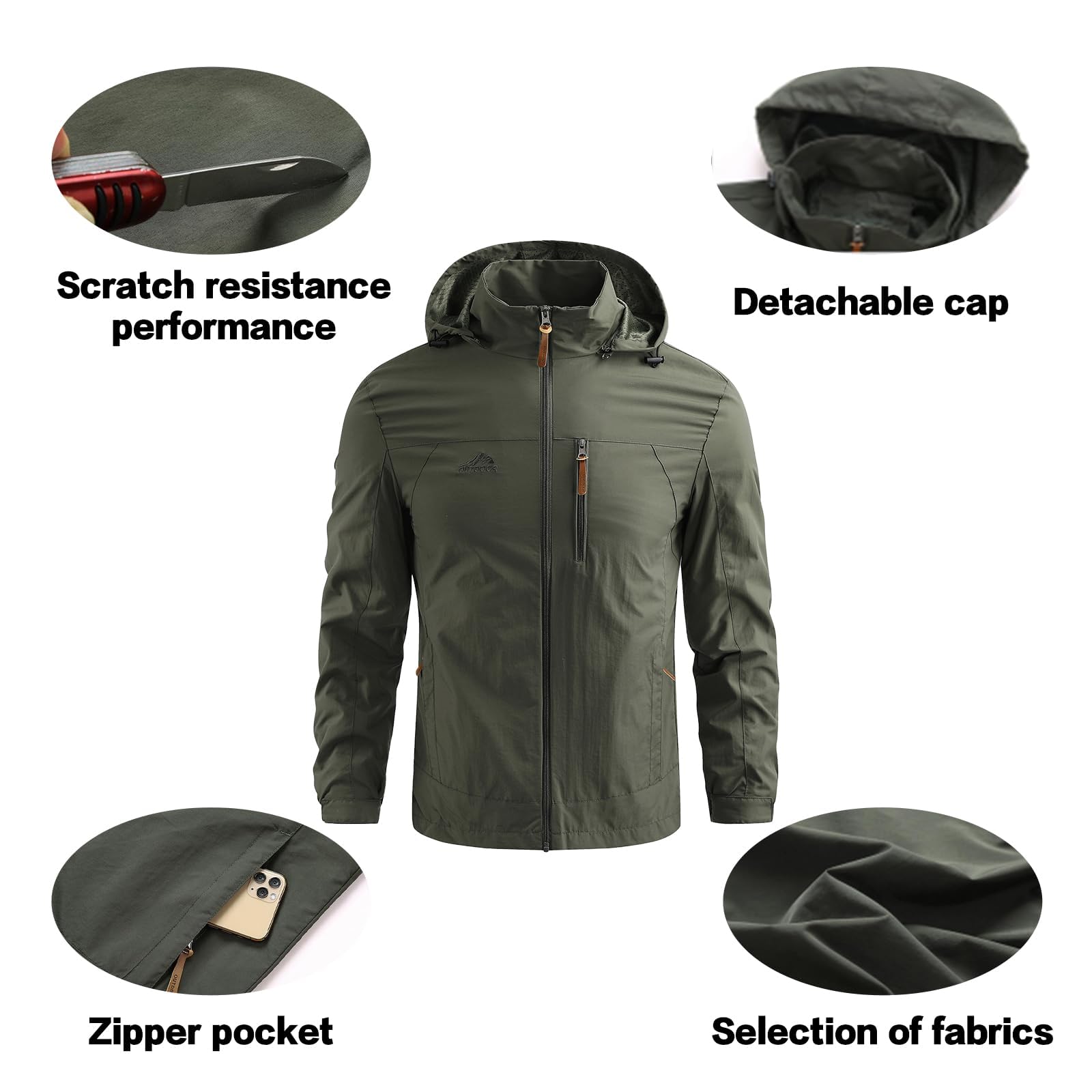 Veste imperméable d'extérieur personnalisée pour homme, logo personnalisé, texte, coupe-vent, manteau de pluie