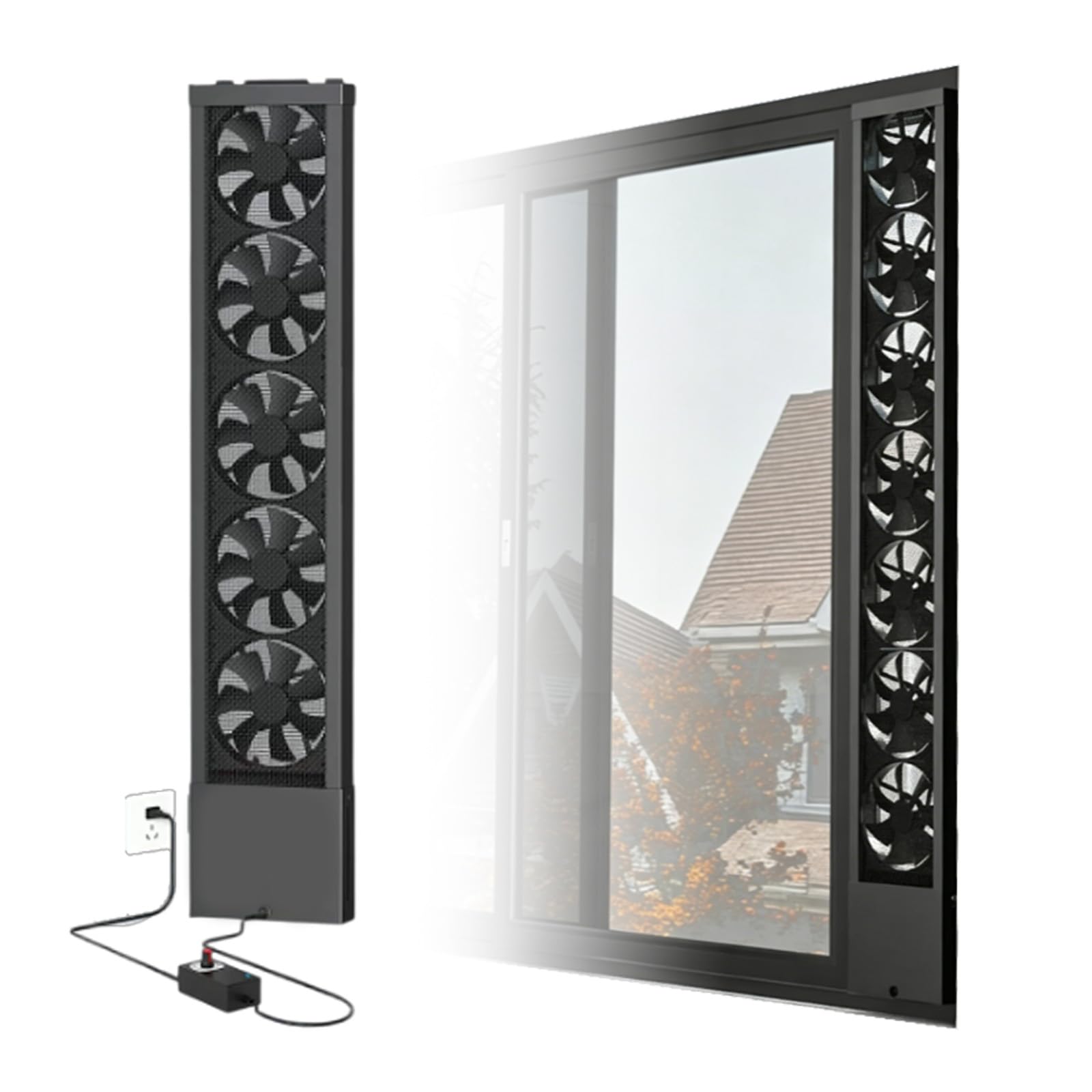 Extractor de aire, Extractor Para Ventana Corredera, velocidad ajustable | extractor de aire retráctil para dormitorios, espacios con humo, áreas calientes, Cocina, hogar y baño, Negro 71-81cm