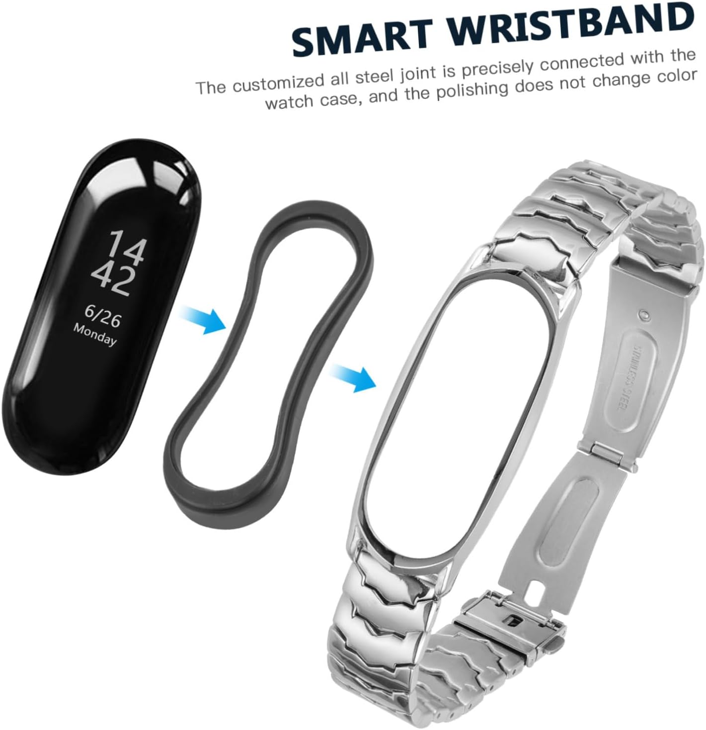 DOITOOL 2pcs Metal Wristband for Strap Stylish Fitness Band Accessory for Enhanced Wearability and Luxury Design