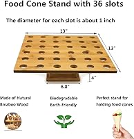Vista 2 de Soporte de bambú para cono de alimentos, soporte de exhibición de rollo de mano de sushi, con capacidad para hasta 36 conos, soporte para cono