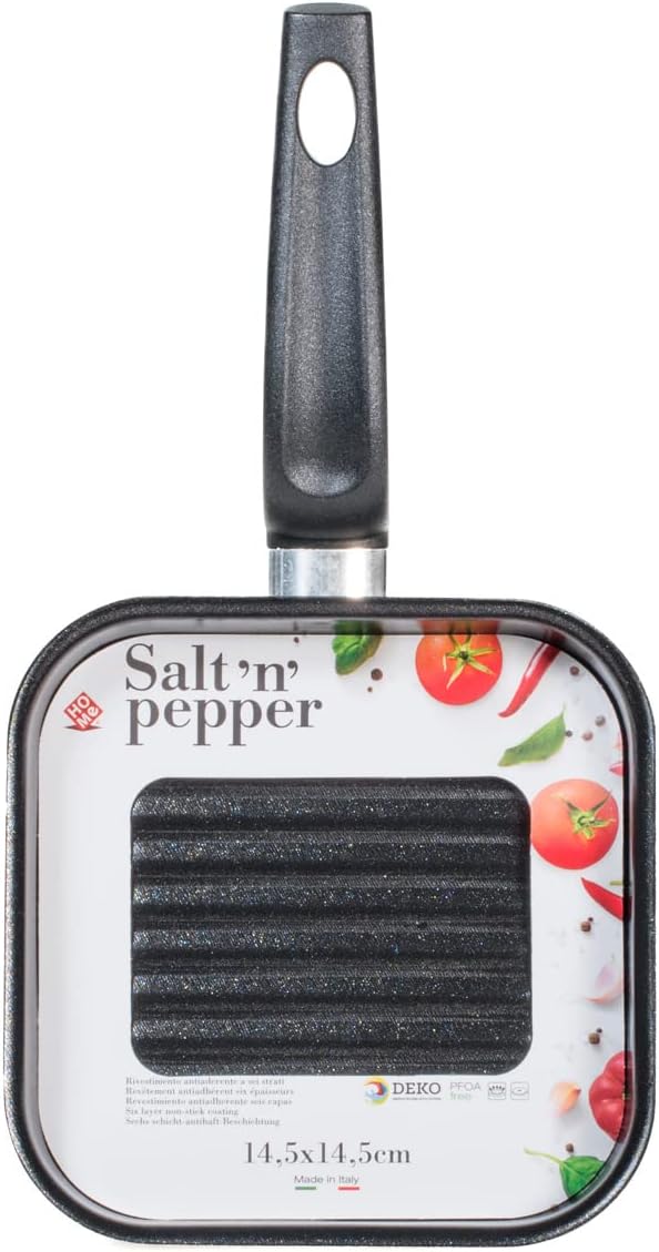HOME Salt Npepper Aluminium Grill Pan with Non-Stick Coating 14.5 cm