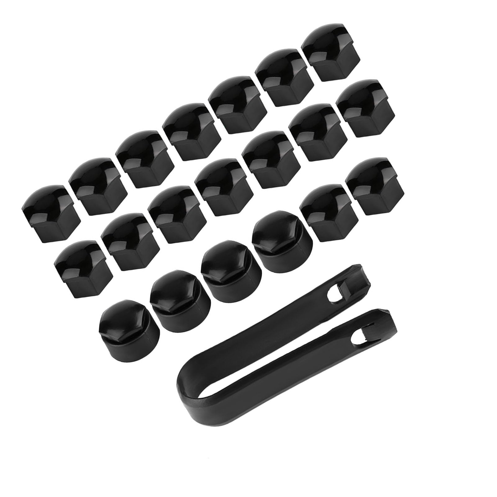 Cappucci di Protezione per Dadi Ruota 17 Mm Set Nero di 20 Copriviti per Cerchioni in ABS di qualità Coprimozzi Robusti Antifurto per Auto (Black)