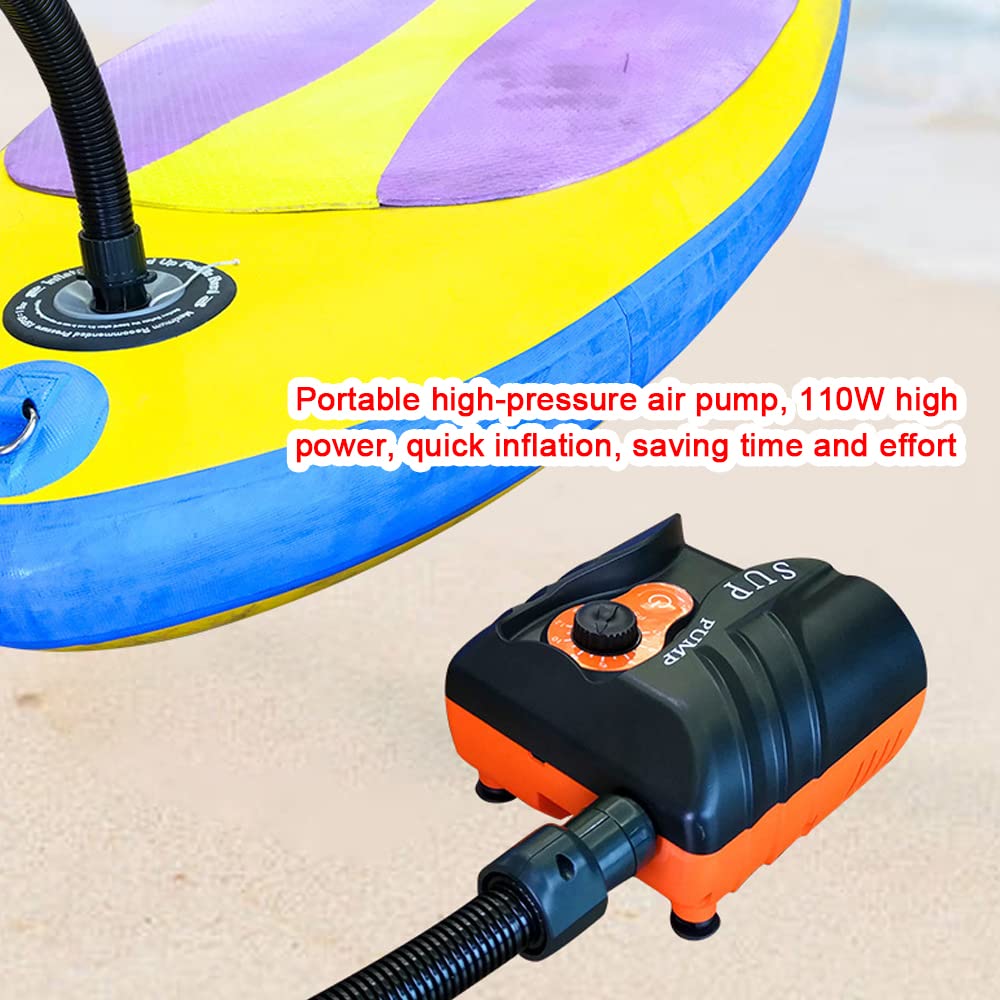 Karlak Elektryczna pompka powietrza 16 PSI, wysokociśnieniowa sprężarka powietrza, przenośna mini pompka do opon, 110 W, do Stand Up Paddle Board, nadmuchiwana łódź basenowa