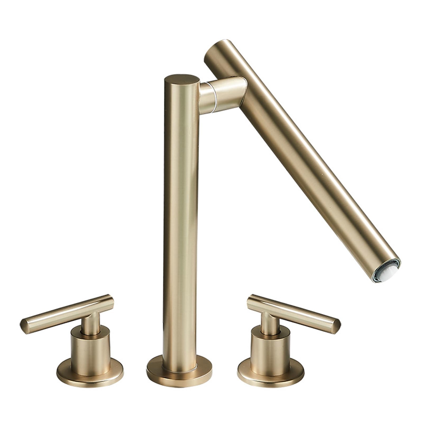 ZQFHSX Basin Faucets 3 Hole Brass Split Double Handle Faucet-Grey