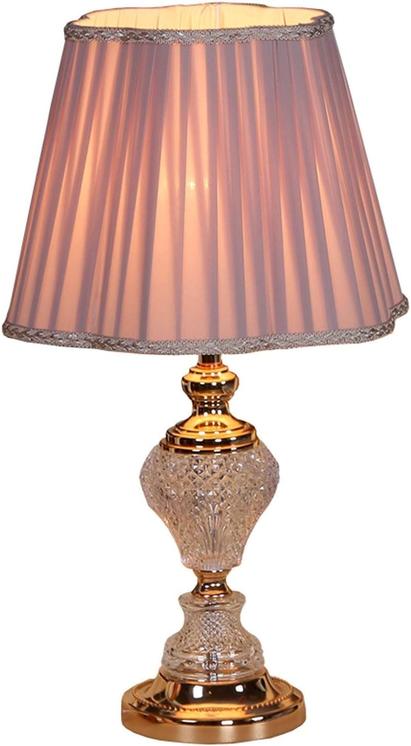 DFAEEKIYO Bedside Table Lamps Elegant Light Gold Brass Base and Glass Lamp with Shade Vintage Art Deco Design, E27 40W 110