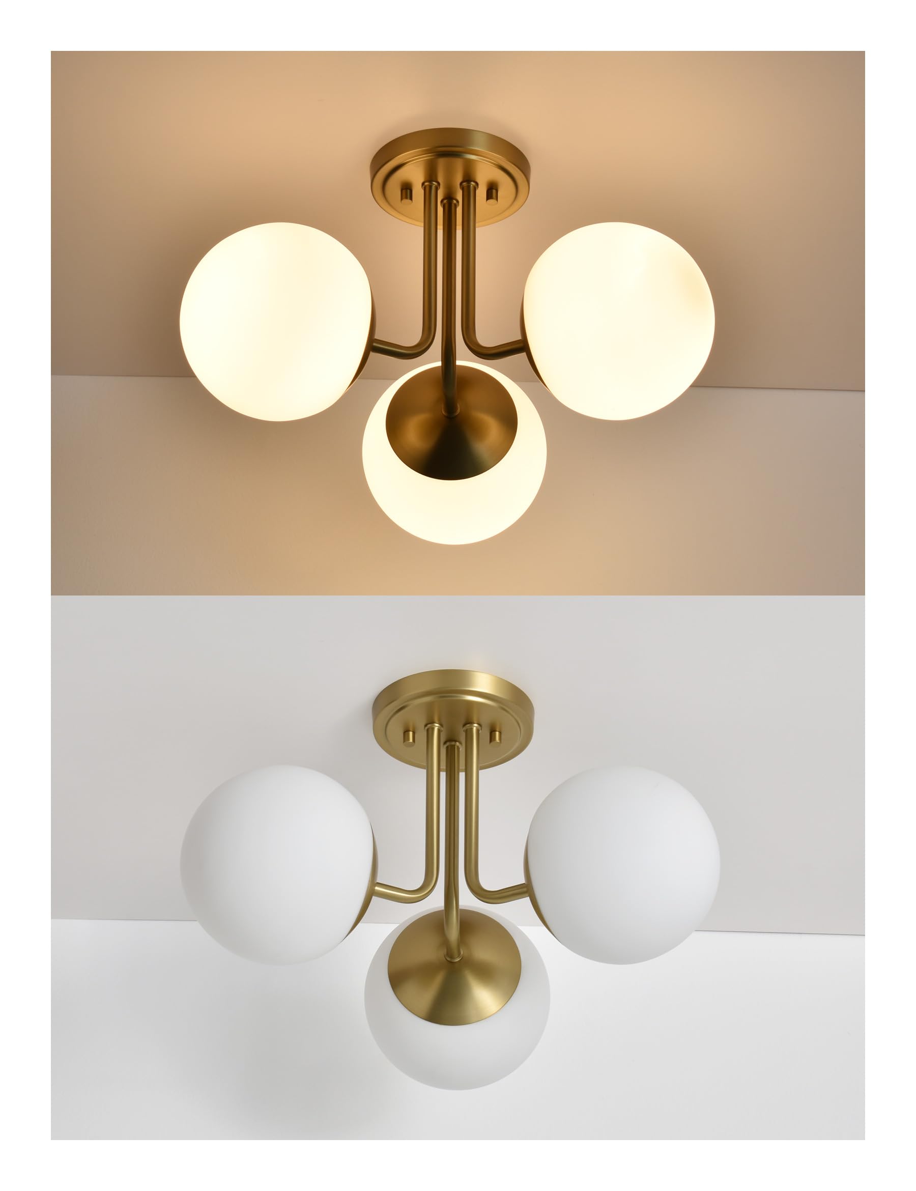 Milk Glass Light Fixture KoKo&Yukina Mid Century Modern Globe Semi