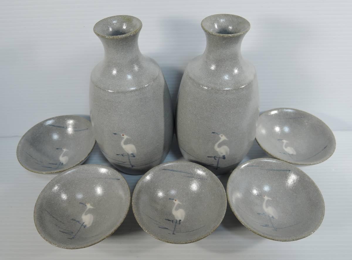 Amazon.co.jp: A103□橘吉たち吉 鷺サギ 酒器セット（徳利＆お猪口