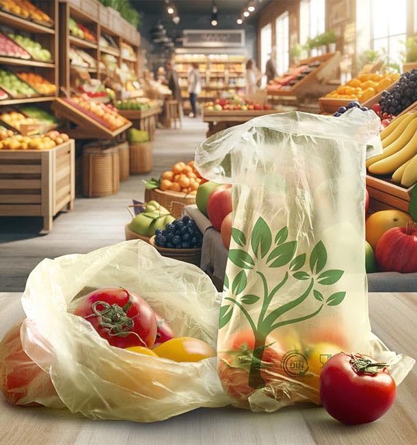 500 Bolsas Plástico Biodegradable Sin Asas "Classic" 25x37cm, Compostables, Formato Rollo, Bolsas Mercado, Comercio, Multiuso