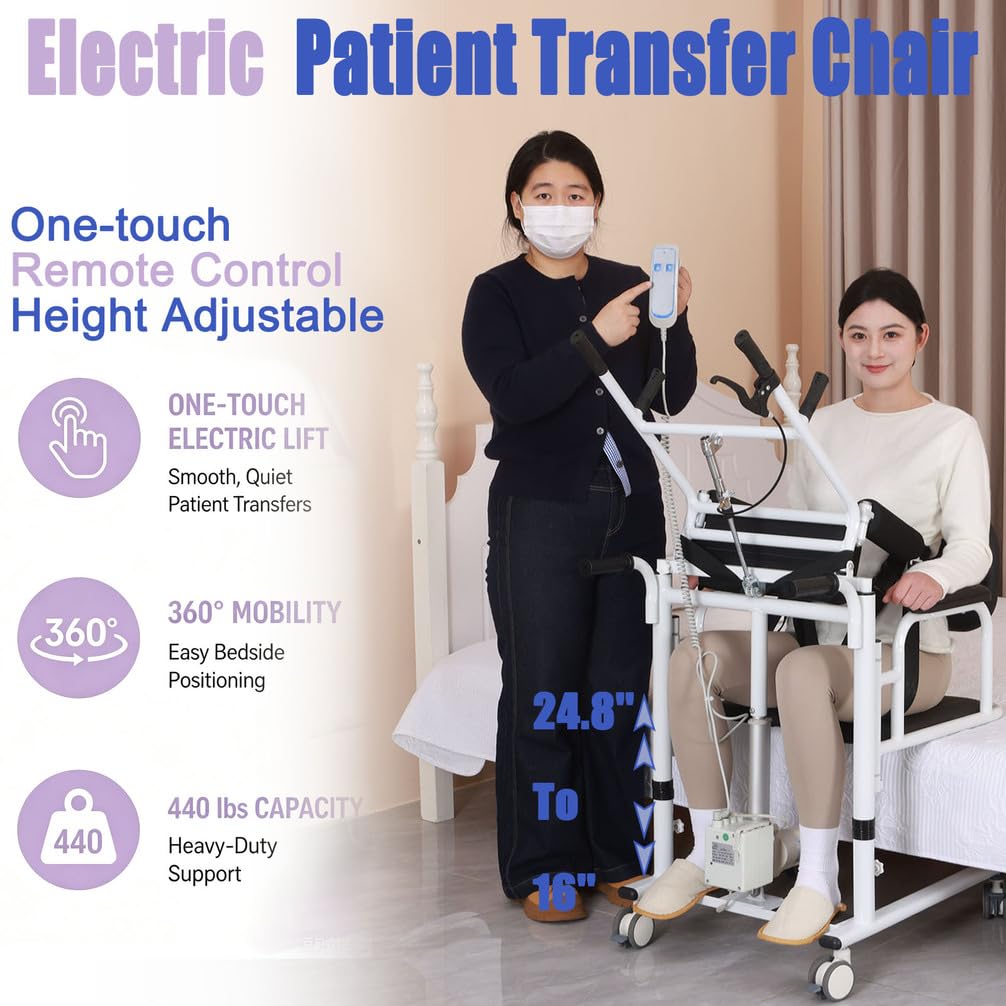 Silla De Transferencia Eléctrica para Personas Mayores con Regulación De Altura, Cuyo Asiento Se Abre 180° para Facilitar Las Transferencias Entre La Cama, El Sofá Y El Inodoro. Carga Máxima: 200 Kg