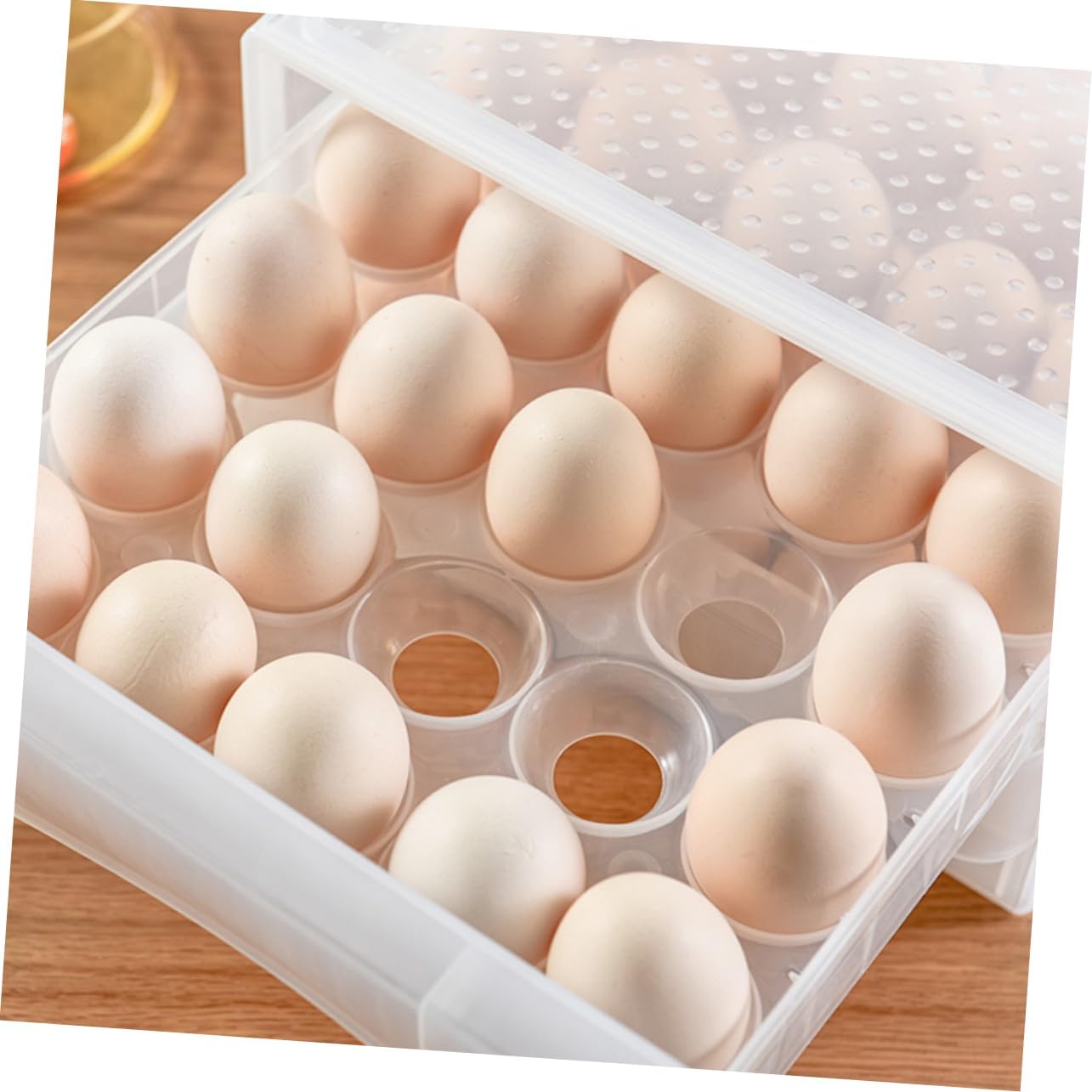 60grids Egg Organizer Storage Box Stackable Egg Holder Groove Design Per Layer