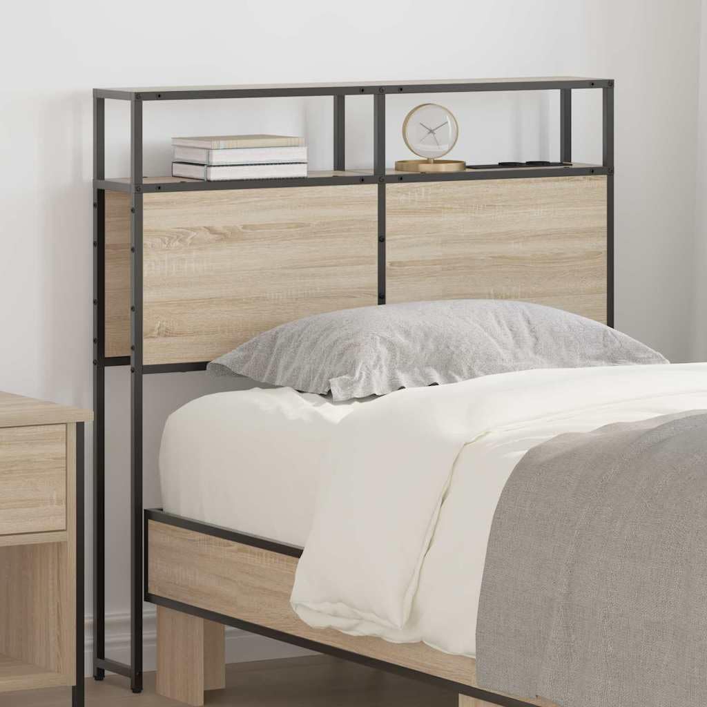 vidaXL Stauraum-Kopfteil mit Speicher Sonoma-Eiche Holzwerkstoff, Moderner Schlafzimmer, rechteckiges Kopfteil mit Stauraum, praktische Regale, stylisches Design, trendgemäßes Möbelstück
