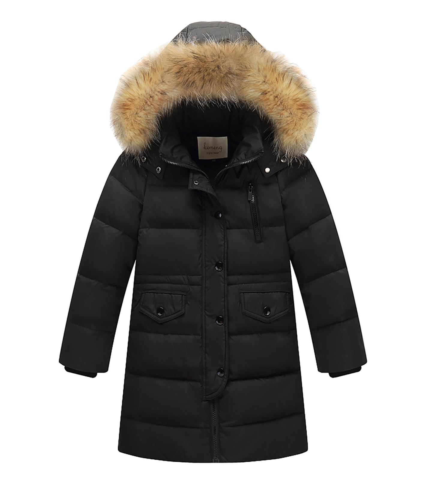 Cappotto per bambini e ragazze, parka, giacca a piumino, lunga e spessa, con cappuccio, pelliccia calda, invernale, per 2-13 anni