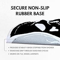 Vista 4 de Tapete de baño con diseño de calavera, gótico blanco y negro, antideslizante, absorbente, de microfibra, para decoración de baño de Halloween, hogar