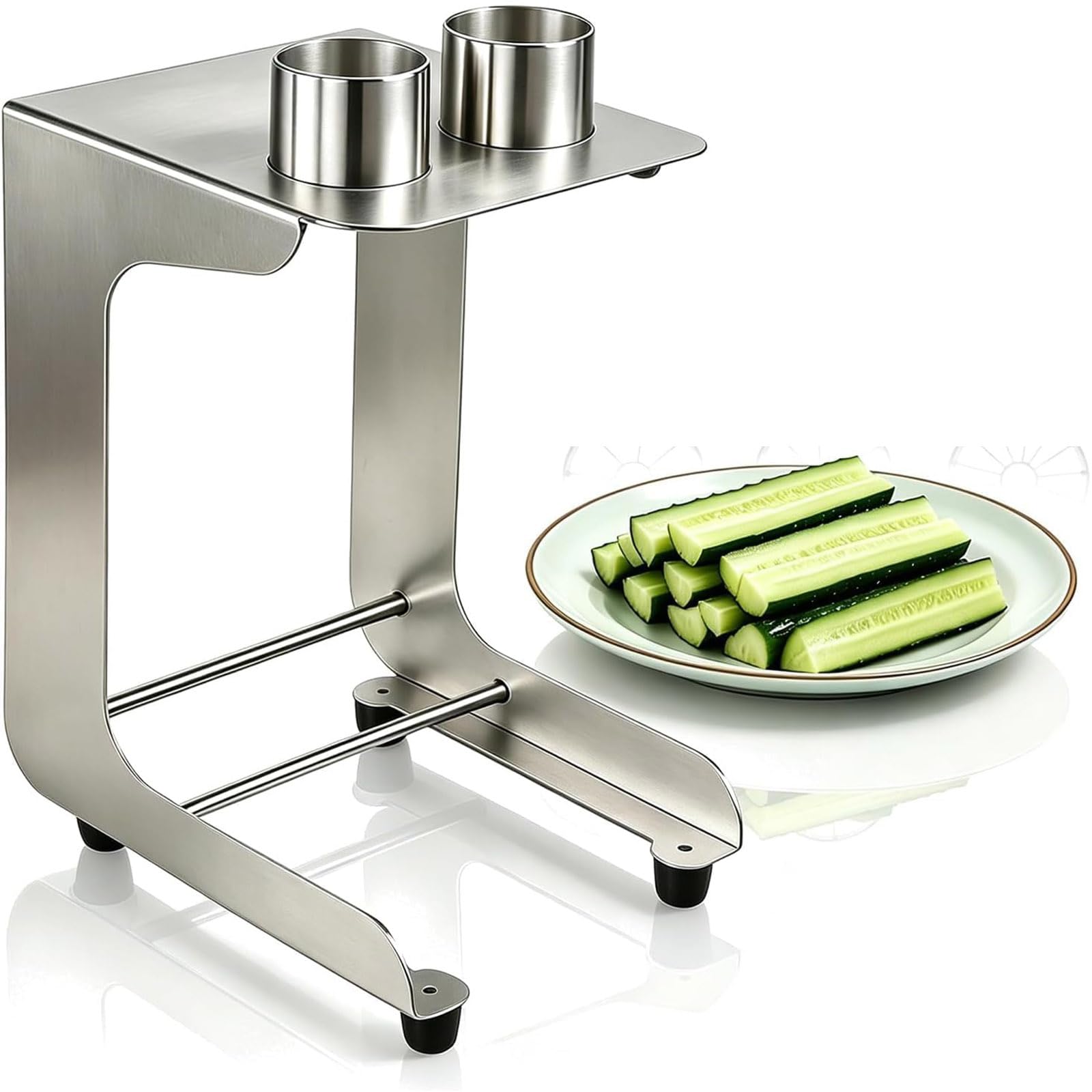BOOZXCV Cucumber Slicer, Stainless Steel Cutter with Slices Cucumbers for Salad and Sushi, Core Seed Remover, Cutting Diameter (10+12cut)