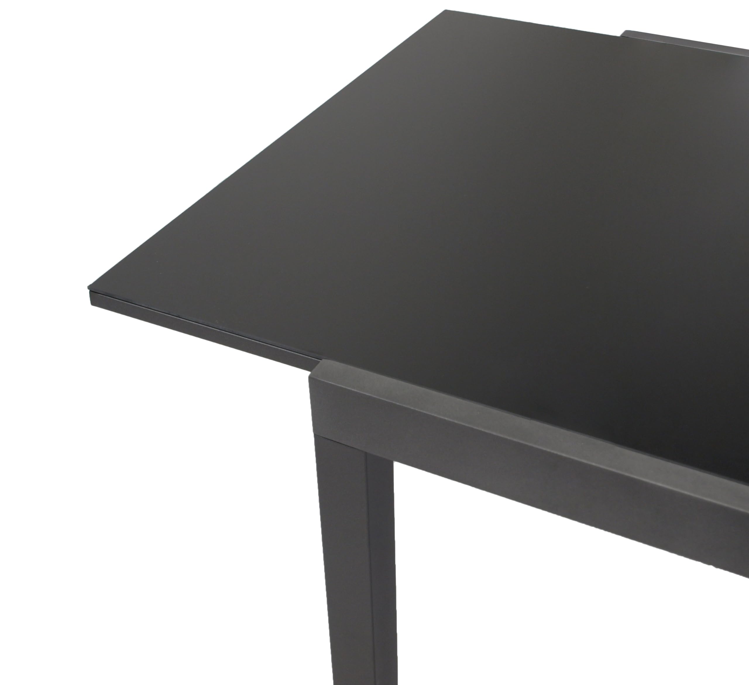 DEGAMO Gartentisch Ausziehtisch ELBA XXL, 200/300x110cm, Aluminium anthrazit + Glas schwarz, Outdoor