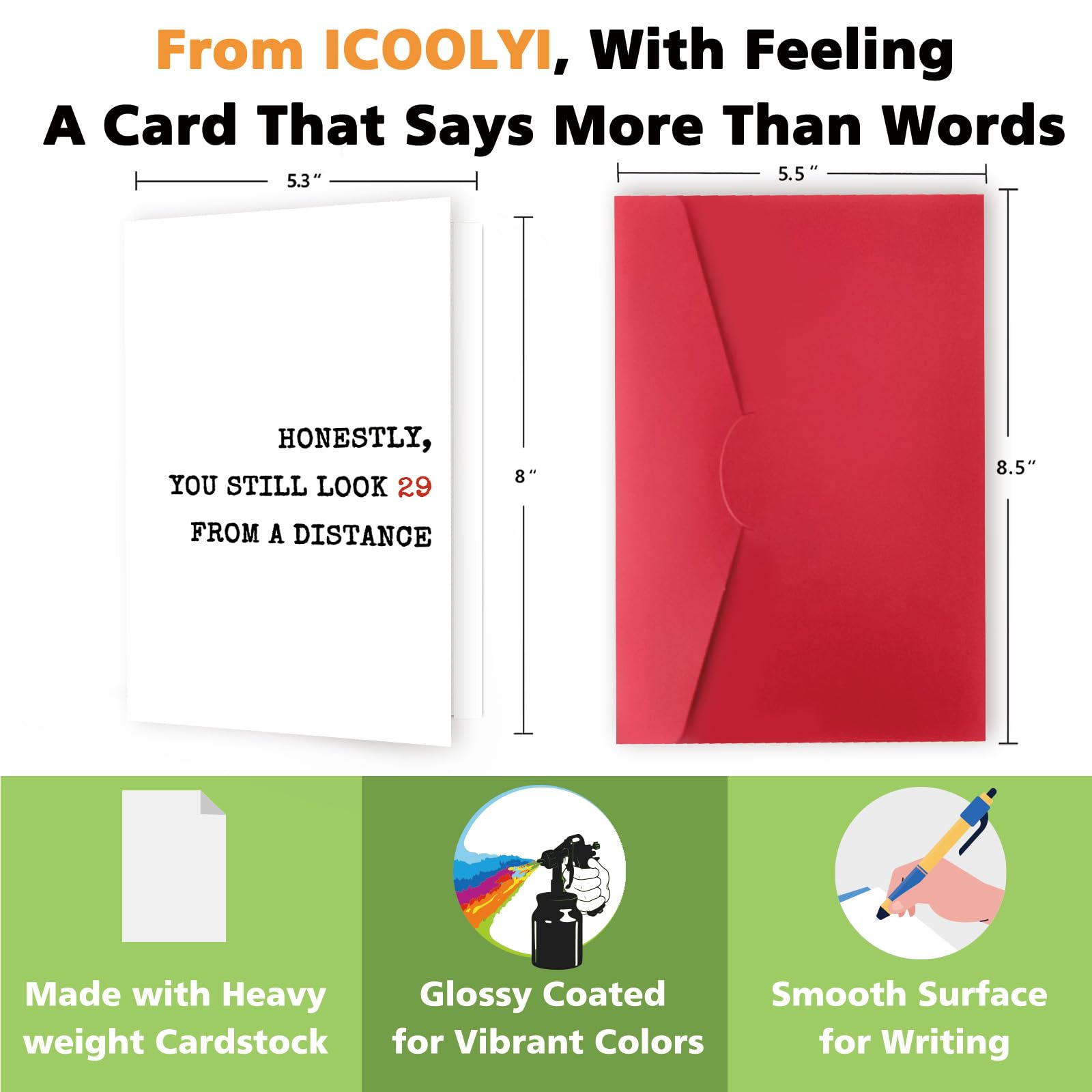 ICOOLYI Carte d'anniversaire amusante pour elle ou lui, cadeau d'anniversaire de 30 ans pour homme et femme, décorations de fête d'anniversaire