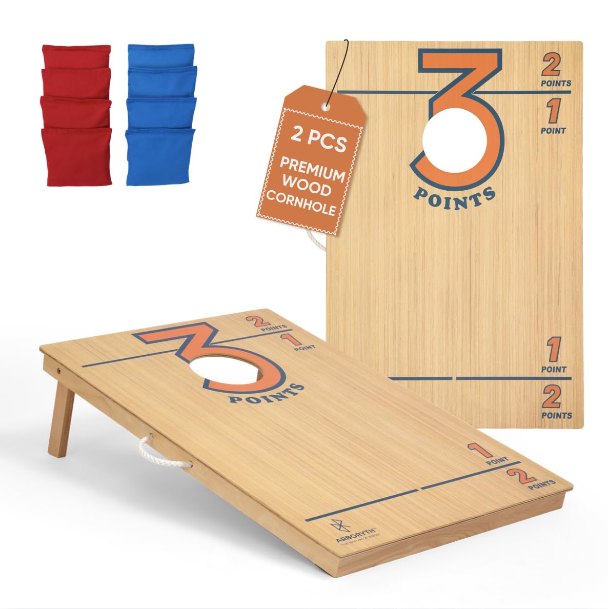 Regulation Cornhole Board Set - Dare to Play at 4x2 ft or 3x2 ft