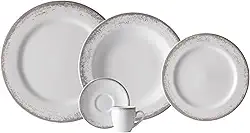 Serviço de Jantar e Café 30 Peças em Porcelana, Decoração Névoa Cinza, Porcelana Schmidt