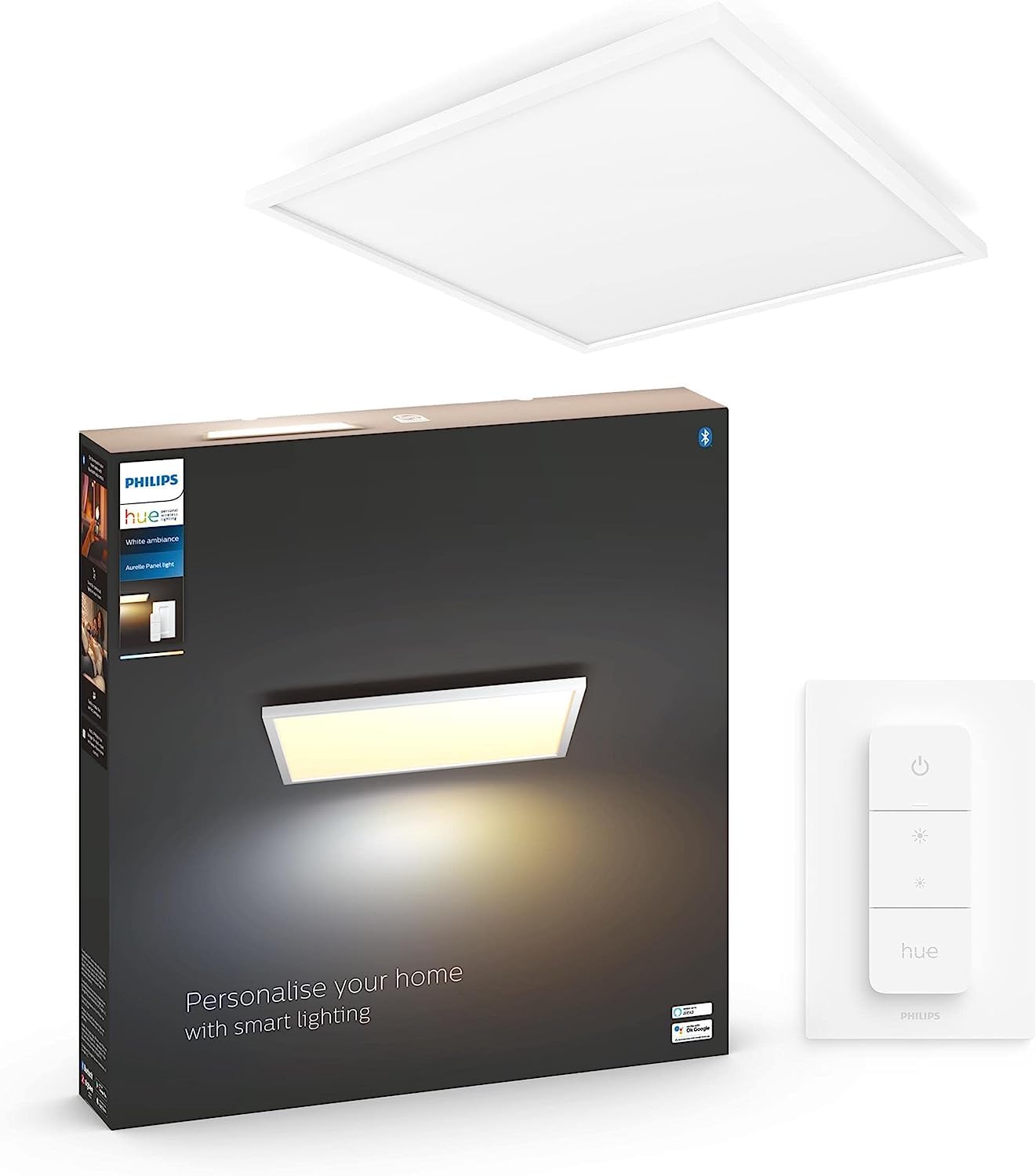 Philips Hue Aurelle White Ambiance Smart Lighting Square 46.5W Panel Light. with Bluetooth, Works with Alexa, Google Assistant and Apple Homekit