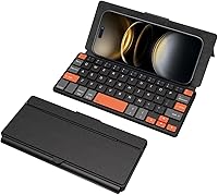 Doohoeek Universal Bluetooth Mini Keyboard: Compact Wireless with Orange Keys, Adjustable Stand & Dual-Device Switch for Android/iOS/Windows Phones & Tablets