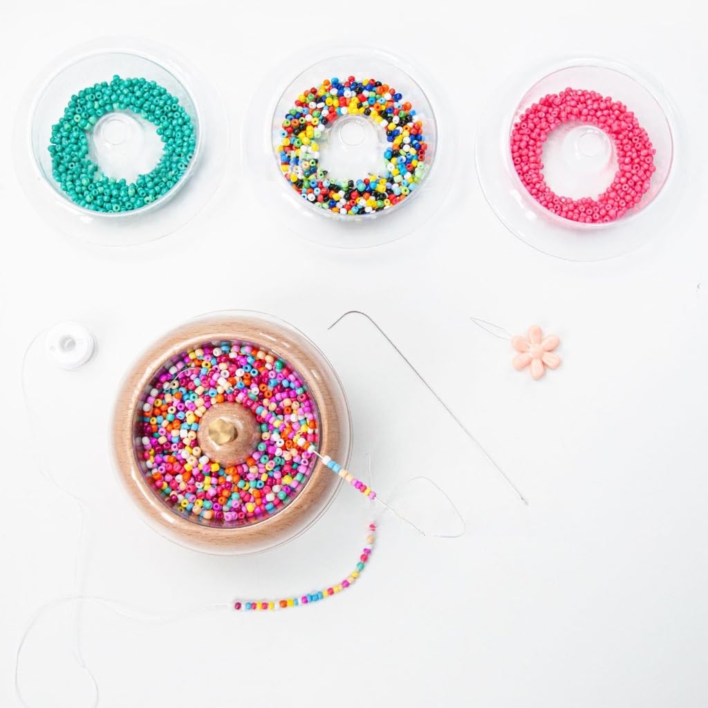 Bol à perles en bois facile à perler avec aiguilles et kits de perles de rocaille pour de beaux bijoux, outils d'artisanat en bois, porte-perles