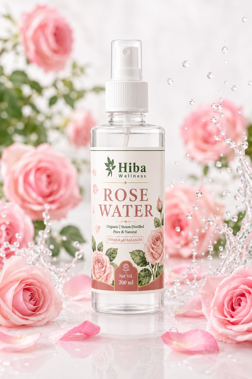 Hiba Wellness 100% Pure & Organic Rose Water Spray (200ml) | Steam Distilled Gulab Jal Facial Toner & Refreshing Face Mist | Alcohol-Free & pH Balancing Skin Toner for Glowing Skin (All Skin Types)-image-12
