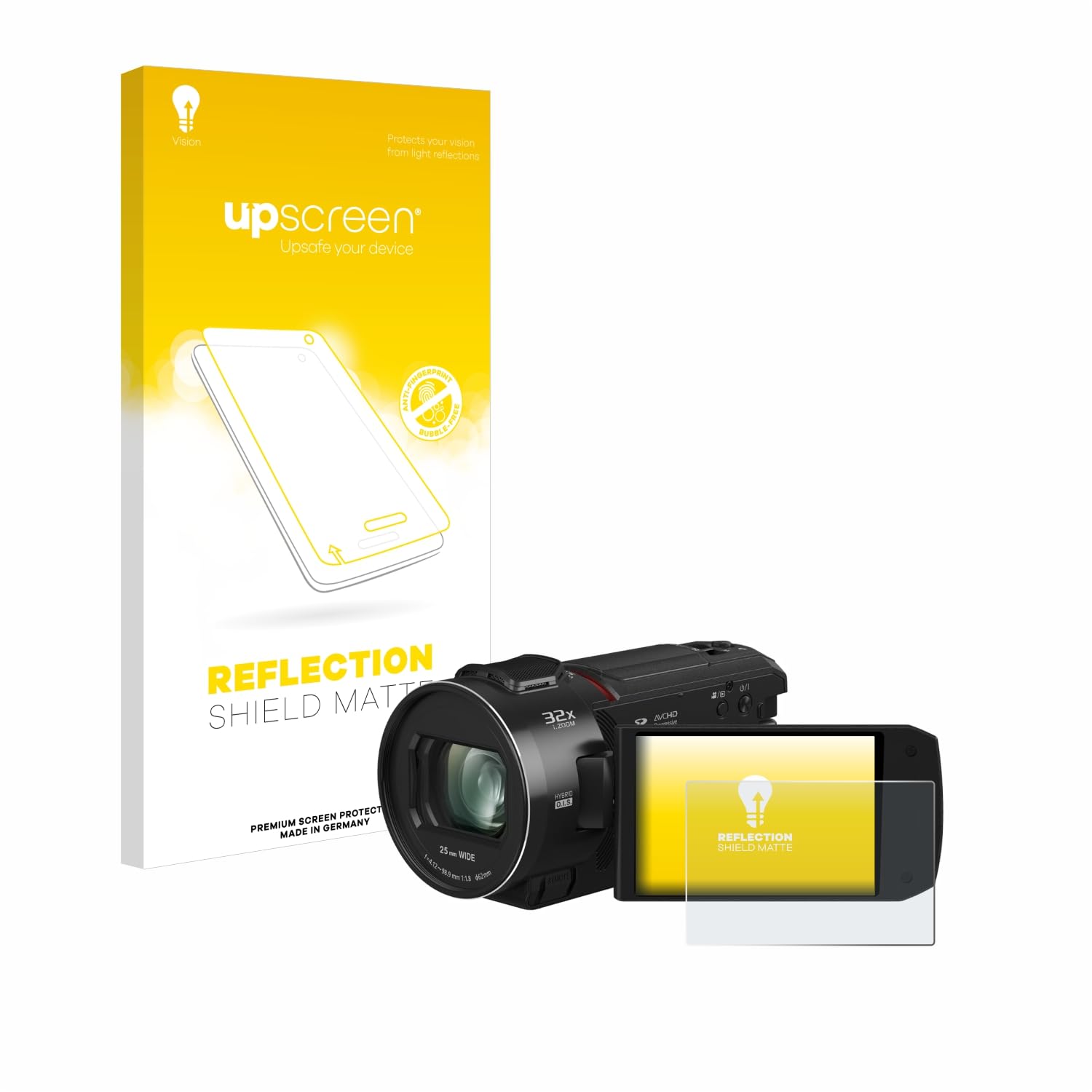 upscreen Anti-Glare Screen Protector Compatible with Panasonic HC-VX3 – Protection Film Matte