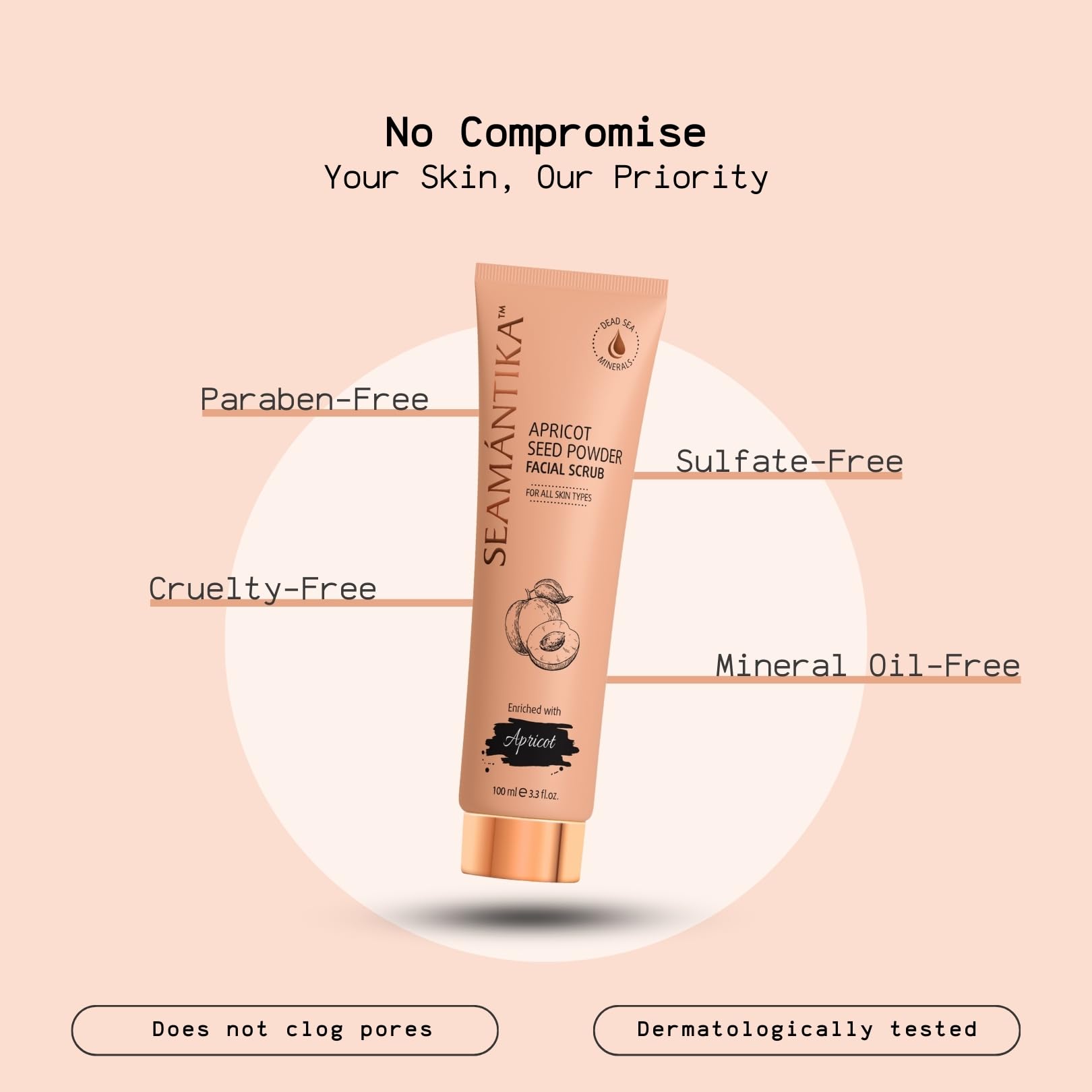 SEAMANTIKA, Mineral Face Scrub with Apricot Kernel Powder, Gentle Exfoliation & Instant Radiance, Suitable for All Skin Types - Image 4