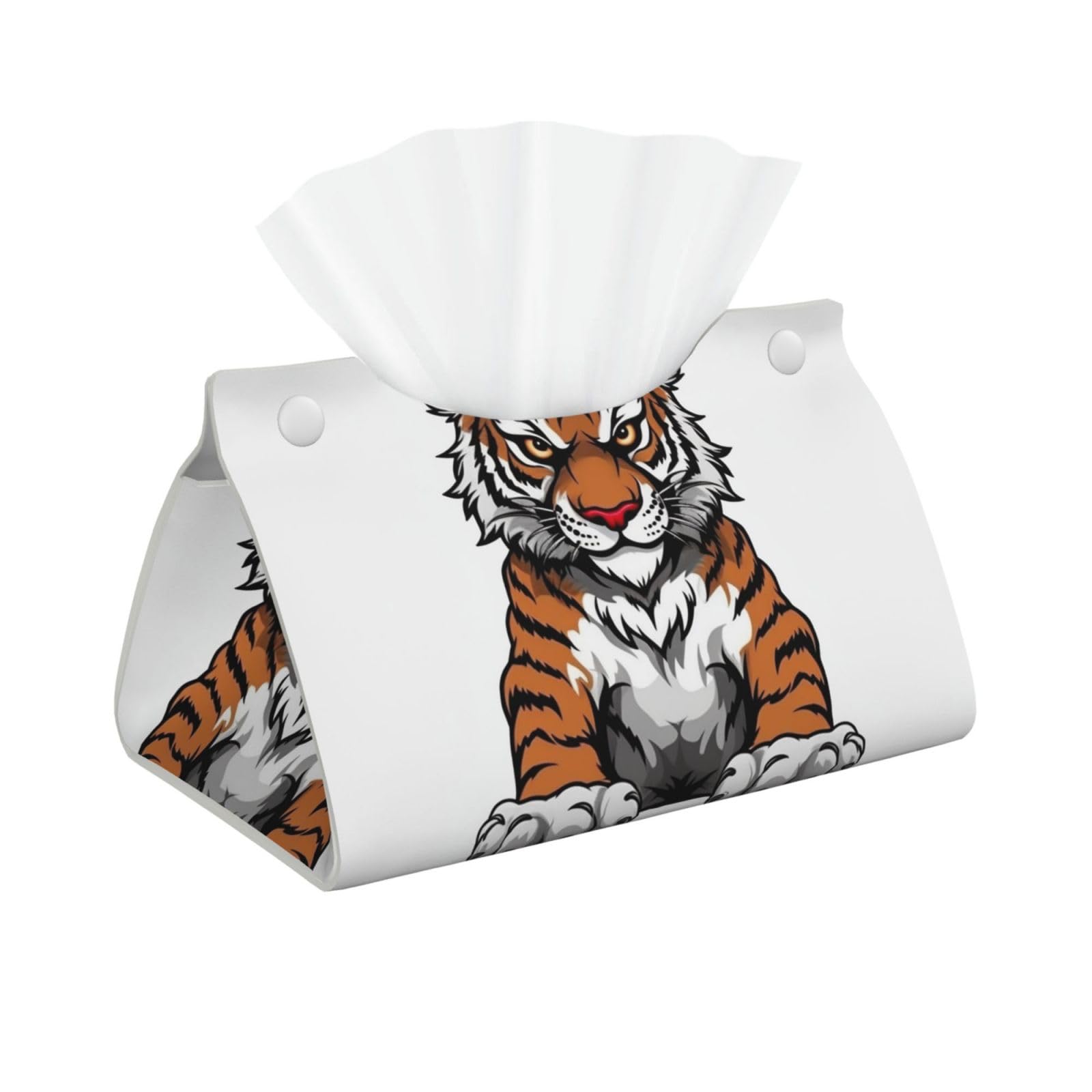 Pu Leather Tissue Box Cover, Tiger Head with Raised Paws Rectangle Tissue Case Covers Decorative Tissue Box Holder Waterproof Tissue Holder Organizer for Bathroom Home Office